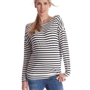Seraphine nursing maternity top black white button